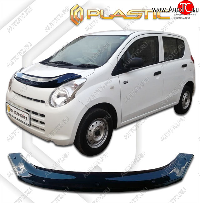 1 999 р. Дефлектор капота CA-Plastic Mazda Carol HB25S, HB35S хэтчбек 5 дв. (2009-2014) (classic черный, без надписи)  с доставкой в г. Вологда