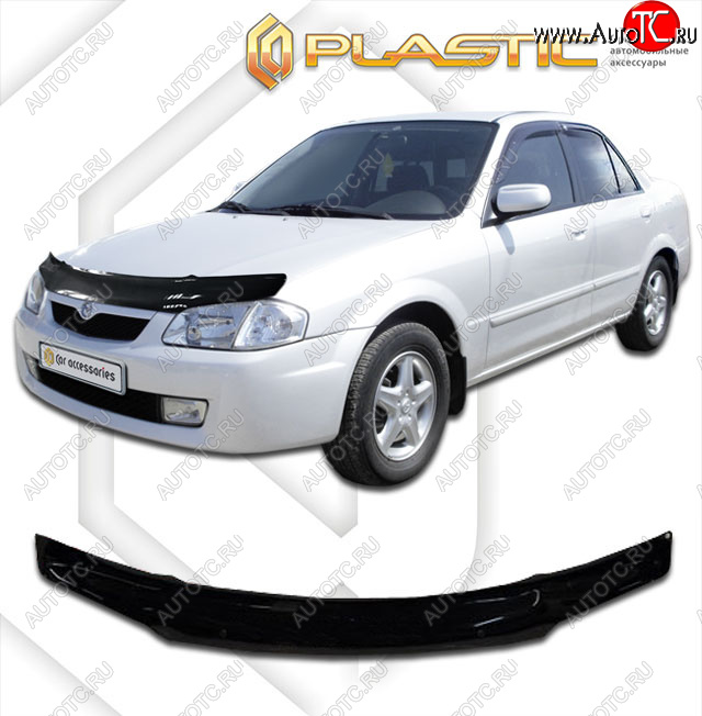 1 999 р. Дефлектор капота CA-Plastic  Mazda Familia  седан (1996-1999) BH рестайлинг (classic черный, без надписи)  с доставкой в г. Вологда