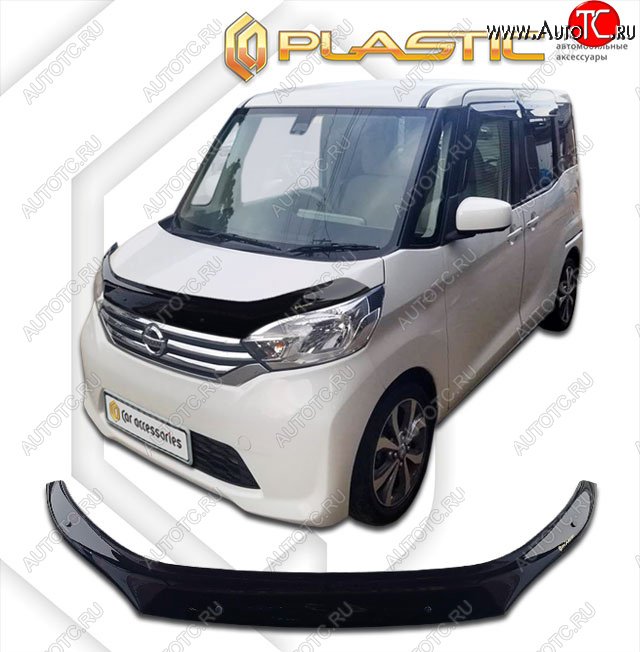 1 999 р. Дефлектор капота CA-Plastic Mitsubishi eK Space B11A (2014-2016) (classic черный, без надписи)  с доставкой в г. Вологда