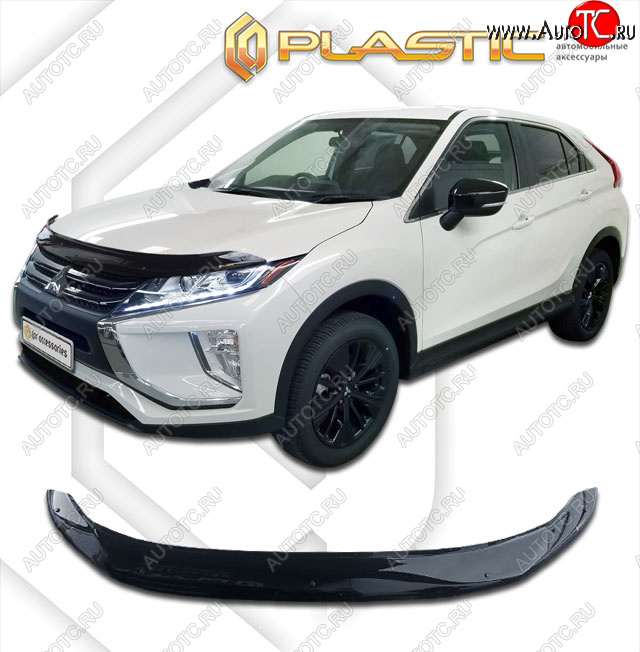 2 199 р. Дефлектор капота CA-Plastic  Mitsubishi Eclipse Cross  GK (2017-2021) дорестайлинг (cерия Сlassic черный, без надписи)  с доставкой в г. Вологда