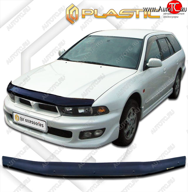 1 899 р. Дефлектор капота CA-Plastic  Mitsubishi Legnum  EA,EC универсал (1996-2002) дорестайлинг, рестайлинг (classic черный, без надписи)  с доставкой в г. Вологда