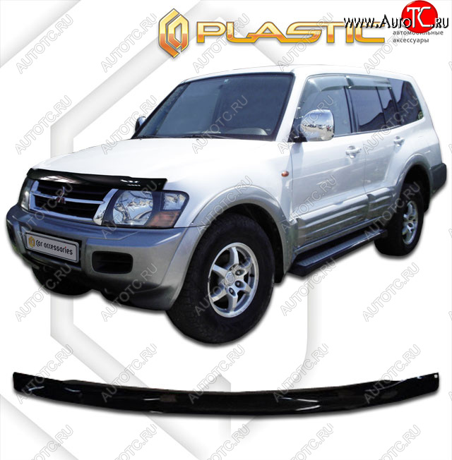 2 079 р. Дефлектор капота CA-Plastic  Mitsubishi Pajero  3 V60 (2003-2006) рестайлинг (cерия Сlassic черный, без надписи)  с доставкой в г. Вологда