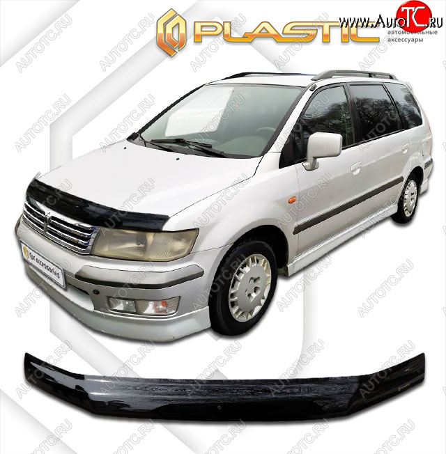 1 999 р. Дефлектор капота CA-Plastic Mitsubishi Space Wagon N94W (1998-2005) (classic черный, без надписи)  с доставкой в г. Вологда