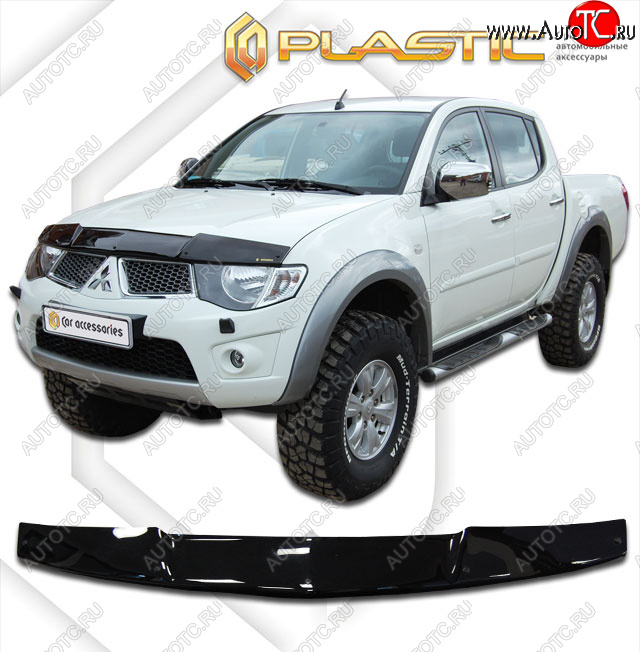 1 999 р. Дефлектор капота CA-Plastic Mitsubishi Triton KA/KB Picap DoubleCab (2005-2015) (classic черный, без надписи)  с доставкой в г. Вологда