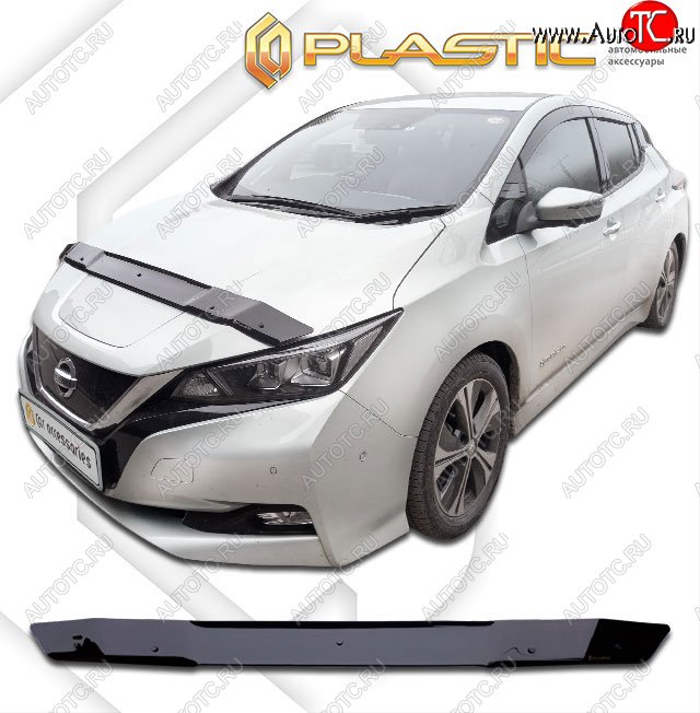 1 839 р. Дефлектор капота CA-Plastic Nissan Leaf 2 (ZE1) (2017-2025) (classic черный, без надписи)  с доставкой в г. Вологда