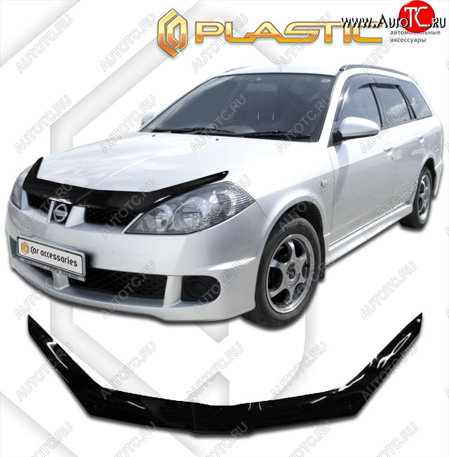 1 999 р. Дефлектор капота CA-Plastic  Nissan Wingroad  2 Y11 (2001-2005) рестайлинг универсал (classic черный, без надписи)  с доставкой в г. Вологда