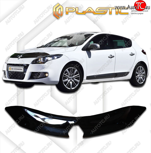 1 999 р. Дефлектор капота CA-Plastic Renault Megane купе 3 дв. дорестайлинг (2008-2012) (classic черный, без надписи)  с доставкой в г. Вологда