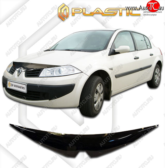 2 079 р. Дефлектор капота CA-Plastic  Renault Megane  универсал (2006-2009)  рестайлинг (classic черный, без надписи)  с доставкой в г. Вологда