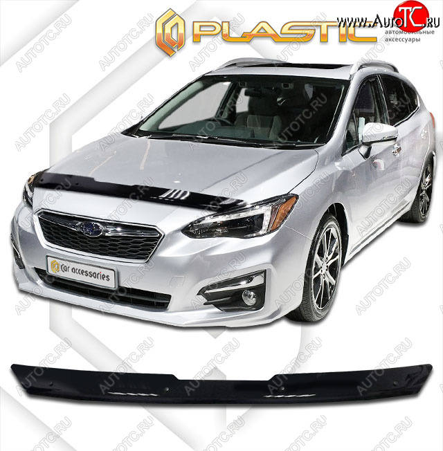 1 839 р. Дефлектор капота CA-Plastic  Subaru Impreza  GT (2016-2019) хэтчбэк дорестайлинг (classic черный, без надписи)  с доставкой в г. Вологда