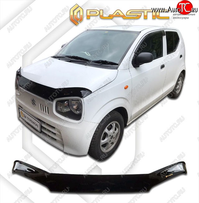 1 899 р. Дефлектор капота CA-Plastic Suzuki Alto HA36/36V хэтчбек 5 дв. дорестайлинг (2014-2021) (classic черный, без надписи)  с доставкой в г. Вологда