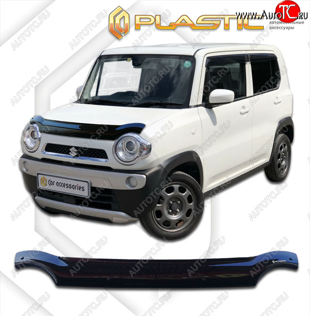 1 839 р. Дефлектор капота CA-Plastic Suzuki Hustler MR41S,MR31S хэтчбэк 5 дв. (2014-2019) (classic черный, без надписи)  с доставкой в г. Вологда