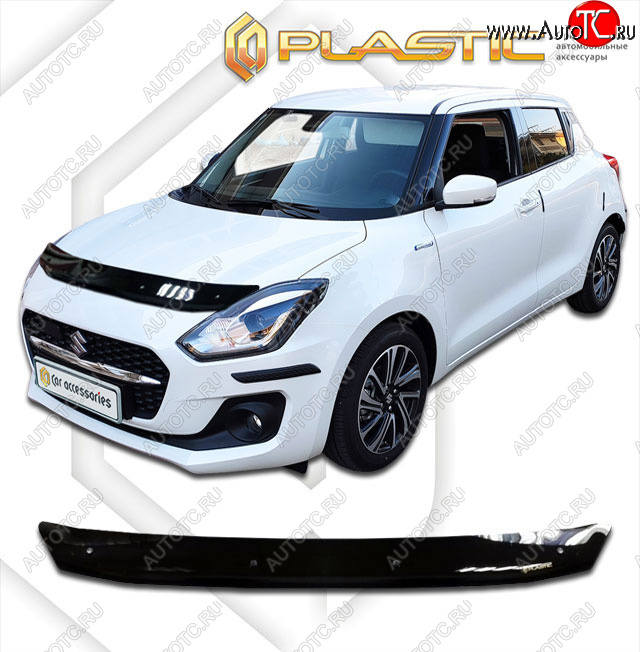 1 839 р. Дефлектор капота CA-Plastic Suzuki Swift ZC33S,ZC83S, ZC43S, ZC53S, ZD53S (2016-2025) (classic черный, без надписи)  с доставкой в г. Вологда