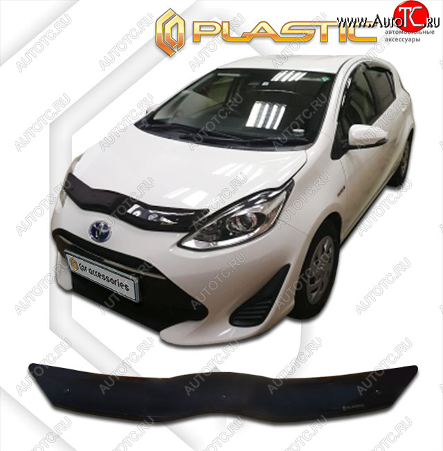 1 839 р. Дефлектор капота CA-Plastic Toyota Aqua P10 2-ой рестайлинг (2017-2021) (classic черный, без надписи)  с доставкой в г. Вологда