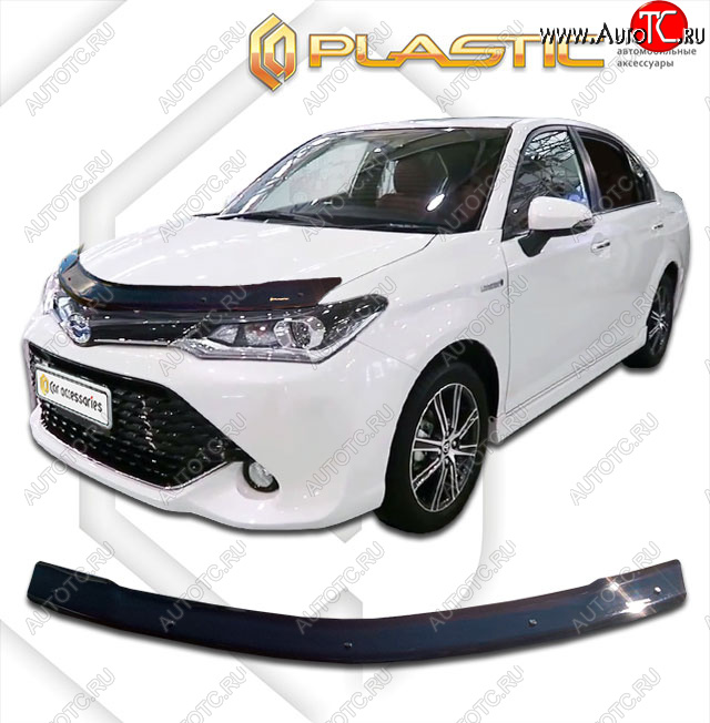 1 899 р. Дефлектор капота CA-Plastic  Toyota Corolla Axio  (E160) седан (2015-2017) 1-ый рестайлинг (classic черный, без надписи)  с доставкой в г. Вологда