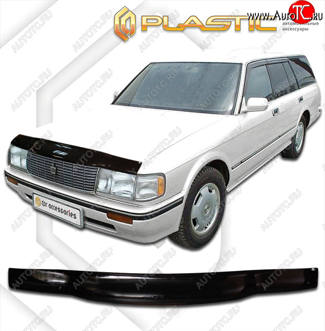 1 999 р. Дефлектор капота CA-Plastic  Toyota Crown  S130 (1991-1999) универсал 2-ой рестайлинг (classic черный, без надписи)  с доставкой в г. Вологда