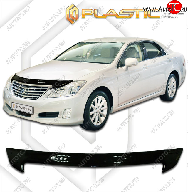 2 159 р. Дефлектор капота CA-Plastic Toyota Crown S200 дорестайлинг (2008-2010) (classic черный, без надписи)  с доставкой в г. Вологда