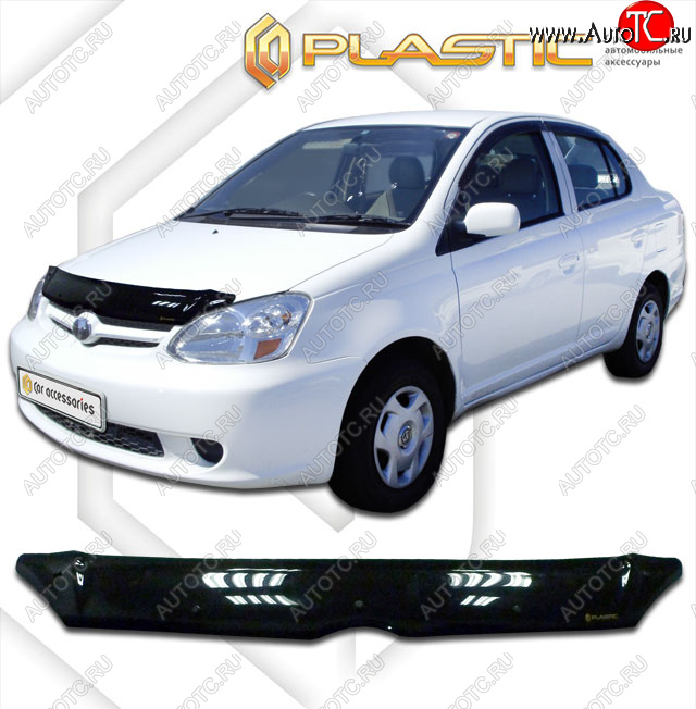 1 899 р. Дефлектор капота CA-Plastic  Toyota Echo  XP10 (2002-2006) седан рестайлинг (classic черный, без надписи)  с доставкой в г. Вологда