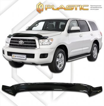 2 159 р. Дефлектор капота CA-Plastic Toyota Sequoia XK60 дорестайлинг (2007-2017) (серия Сlassic черный, без надписи)  с доставкой в г. Вологда. Увеличить фотографию 2