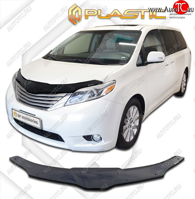 2 199 р. Дефлектор капота CA-Plastic Toyota Sienna XL30 дорестайлинг (2010-2017) (classic черный, без надписи)  с доставкой в г. Вологда