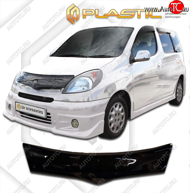 2 159 р. Дефлектор капота CA-Plastic Toyota Yaris Verso XP20 дорестайлинг (1999-2003) (classic черный, без надписи)  с доставкой в г. Вологда