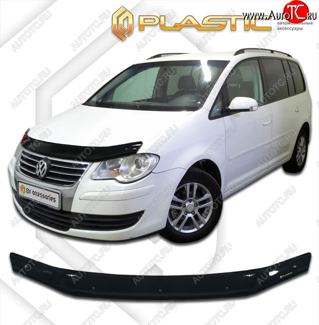 1 899 р. Дефлектор капота CA-Plastic Volkswagen Touran 1T 1-ый рестайлинг минивэн (2006-2010) (classic черный, без надписи)  с доставкой в г. Вологда