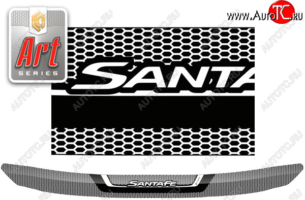 2 159 р. Дефлектор капота CA-Plastic  Hyundai Santa Fe  TM (2018-2022) дорестайлинг, рестайлинг (серия ART белая)  с доставкой в г. Вологда