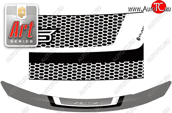 2 159 р. Дефлектор капота CA-Plastic  KIA Seltos (2019-2025) (серия ART белая)  с доставкой в г. Вологда