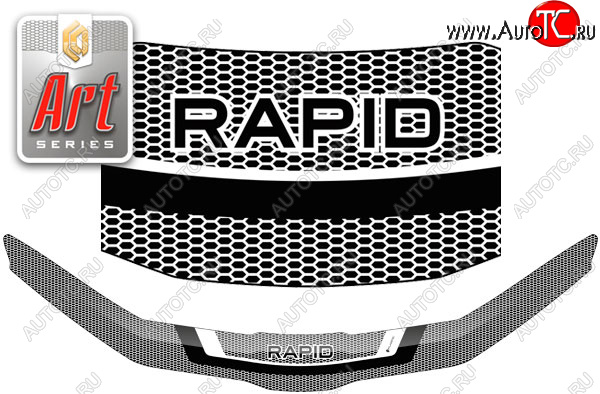 2 299 р. Дефлектор капот CA-Plastic  Skoda Rapid  MK2 (2019-2025) (серия ART белая)  с доставкой в г. Вологда