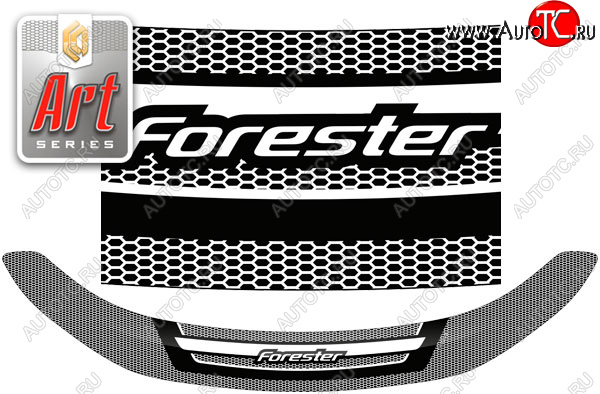 2 299 р. Дефлектор капот CA-Plastic  Subaru Forester  SH (2008-2013) (серия ART белая)  с доставкой в г. Вологда