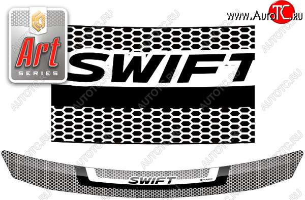 2 079 р. Дефлектор капот CA-Plastic  Suzuki Swift  ZC33S,ZC83S, ZC43S, ZC53S, ZD53S (2016-2025) (серия ART белая)  с доставкой в г. Вологда