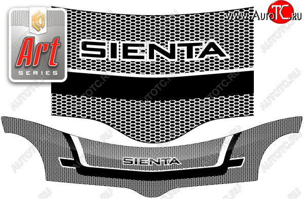3 399 р. Дефлектор капота CA-Plastic  Toyota Sienta  NCP80 (2003-2015) дорестайлинг, 1-ое пополение 1-ый рестайлинг, 2-ой рестайлинг (серия ART белая)  с доставкой в г. Вологда