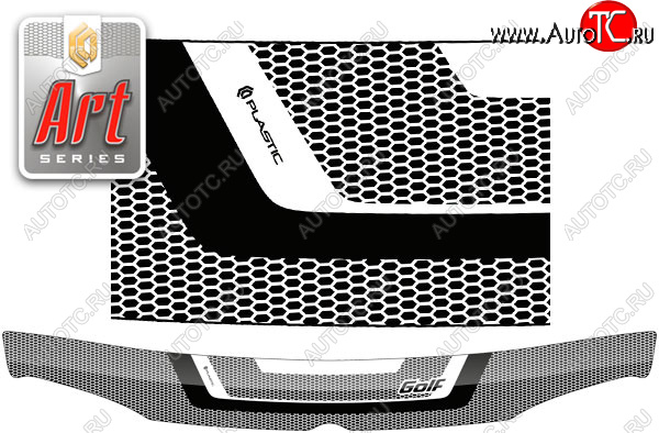 2 199 р. Дефлектор капота CA-Plastic  Volkswagen Golf  4 (1997-2003) (серия ART белая)  с доставкой в г. Вологда