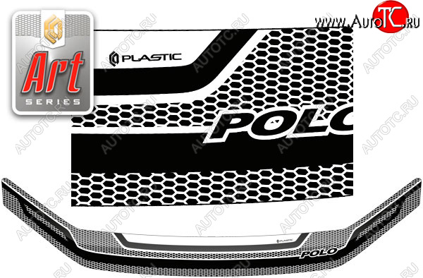 2 159 р. Дефлектор капота CA-Plastic  Volkswagen Polo  5 (2015-2020) хэтчбек рестайлинг (серия ART белая)  с доставкой в г. Вологда