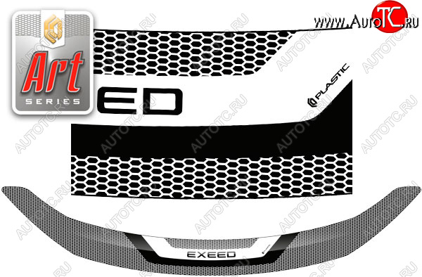 2 199 р. Дефлектор капота CA-Plastic  EXEED TXL (2020-2025)  дорестайлинг, 1-ый рестайлинг, 2-ой рестайлинг (Серия Art черная)  с доставкой в г. Вологда