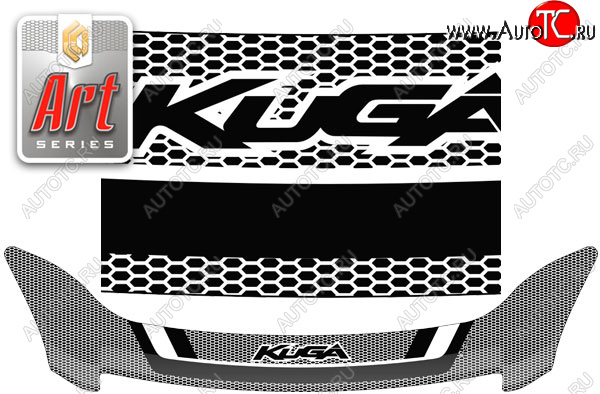 2 479 р. Дефлектор капота CA-Plastic  Ford Kuga  1 (2008-2013) (серия Art черная)  с доставкой в г. Вологда