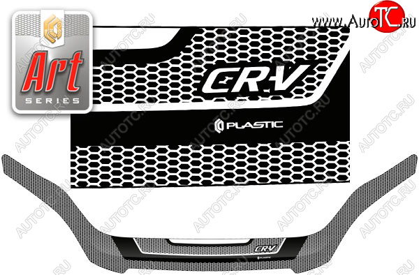 2 399 р. Дефлектор капота CA-Plastic  Honda CR-V  RE1,RE2,RE3,RE4,RE5,RE7 (2007-2010) дорестайлинг (Серия Art черная)  с доставкой в г. Вологда