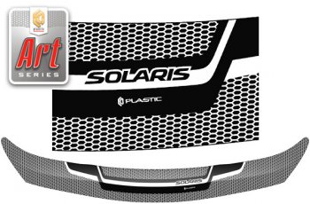 Дефлектор капота CA-Plastic Hyundai Solaris  RBr (2014-2017) седан рестайлинг (Серия Art черная)