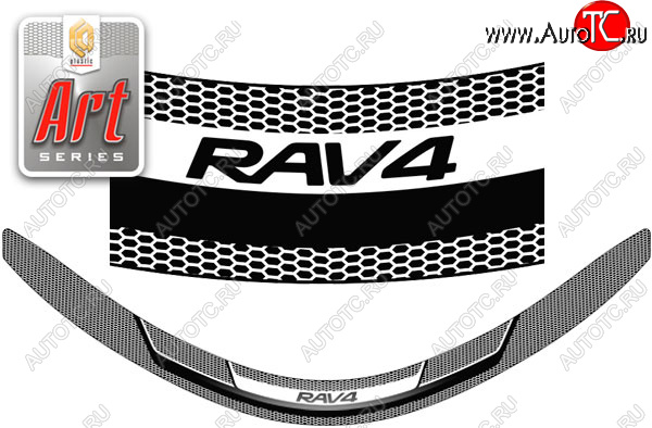 2 199 р. Дефлектор капота CA-Plastic  Toyota RAV4  XA40 (2015-2019) 5 дв. рестайлинг (Серия Art черная)  с доставкой в г. Вологда
