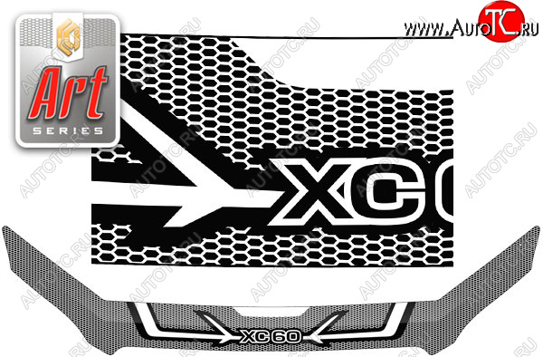 2 399 р. Дефлектор капота CA-Plastic  Volvo XC60 (2017-2022) (Серия Art черная)  с доставкой в г. Вологда