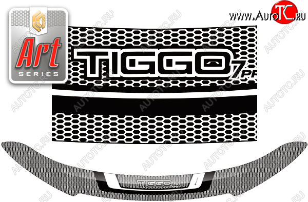 2 299 р. Дефлектор капота CA-Plastic  Chery Tiggo 7 PRO (2019-2025) (Серия Art графит)  с доставкой в г. Вологда