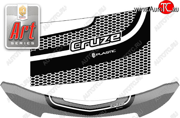 2 299 р. Дефлектор капота CA-Plastic  Chevrolet Cruze  J300 (2009-2015) седан дорестайлинг, седан рестайлинг (серия ART графит)  с доставкой в г. Вологда