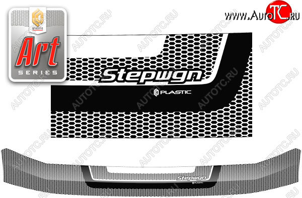 2 299 р. Дефлектор капота CA-Plastic  Honda StepWagon  RF3,RF4 (2003-2005) минивэн рестайлинг (серия ART графит)  с доставкой в г. Вологда