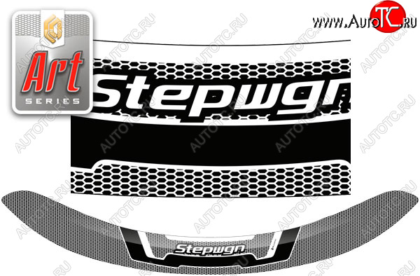 2 299 р. Дефлектор капота CA-Plastic  Honda StepWagon  5 RP1,RP2, RP3, RP4 (2015-2017) минивэн дорестайлинг (серия ART графит)  с доставкой в г. Вологда