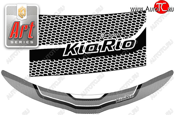 2 199 р. Дефлектор капота CA-Plastic  KIA Rio  3 QB (2011-2015) дорестайлинг седан (серия ART графит)  с доставкой в г. Вологда