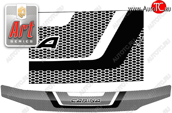 2 199 р. Дефлектор капота CA-Plastic  Toyota Carina  Е210 (1996-2001) седан дорестайлинг, седан рестайлинг (серия ART графит)  с доставкой в г. Вологда