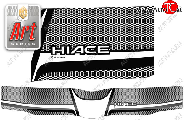 2 479 р. Дефлектор капота (правый руль) CA-Plastic  Toyota Hiace  H200 (2004-2017) минивэн (Япония) дорестайлинг , минивэн (Япония) 1-ый рестайлинг, минивэн (Япония) 2-ой рестайлинг, минивэн (Япония) 3-ий рестайлинг (серия ART белая)  с доставкой в г. Вологда
