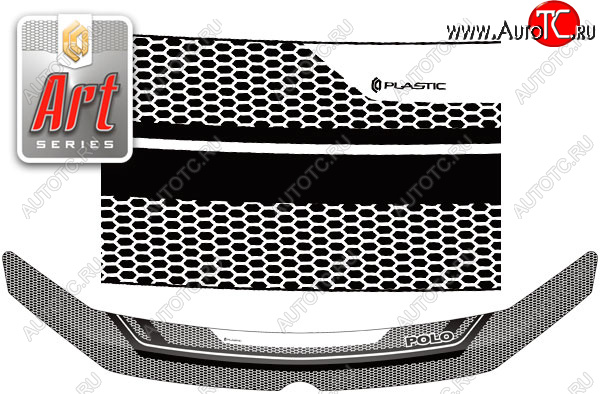 2 159 р. Дефлектор капота CA-Plastic  Volkswagen Polo  Mk5 (2010-2015) хэтчбэк 3 дв. (Серия Art графит)  с доставкой в г. Вологда