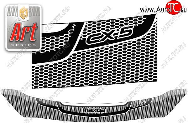 2 199 р. Дефлектор капота CA-Plastic Mazda CX-5 KE дорестайлинг (2011-2014) (Серия Art серебро)  с доставкой в г. Вологда