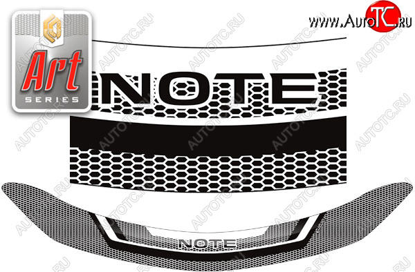 2 159 р. Дефлектор капота CA-Plastic  Nissan Note  2 (2012-2020) E12 дорестайлинг, E12 рестайлинг (Серия Art серебро)  с доставкой в г. Вологда