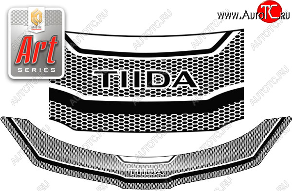 2 399 р. Дефлектор капота CA-Plastic  Nissan Tiida Latio  C11 (2004-2012) седан (Серия Art серебро)  с доставкой в г. Вологда